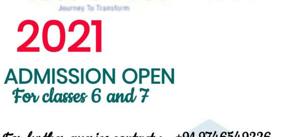 2021 Admission Open for Classes 6 and 7