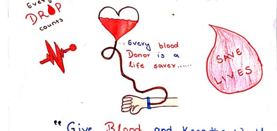 Poster made by Bhadra from junior class on world blood donation day