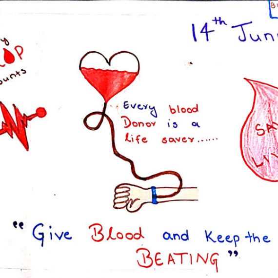 Poster made by Bhadra from junior class on world blood donation day