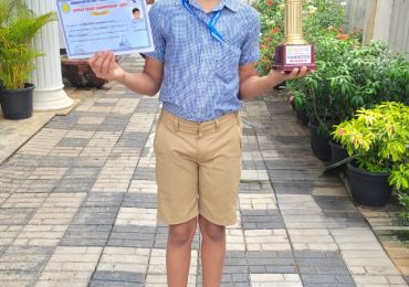 Joseph of Grade 6 for securing the First Prize in the Boys Under-12 Doubles