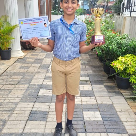 Joseph of Grade 6 for securing the First Prize in the Boys Under-12 Doubles